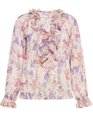 Usha Blouse Dames Crème Veelkleurig - Roze