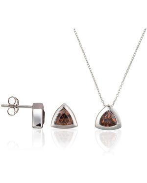 Orphelia 925 Sterling Set: Chain-Pendant + Earrings - Metallic