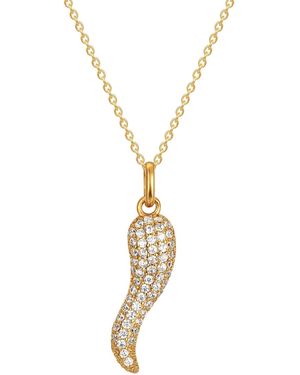 SEOL + GOLD 18Ct Plated Pave Cornicello Pendant Sterling - Metallic