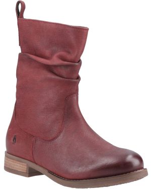 Hush Puppies Emilia Leather Burgundy Winter Mid Calf Boots - Red