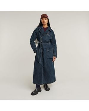 G-Star Long Biker Trench - Blue