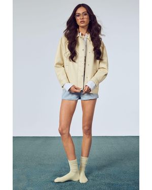 Boohoo Faux Leather Contrast Stitch Jacket - Natural