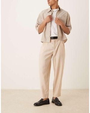 ASOS Oversized Tapered Smart Trousers - Natural