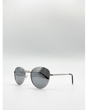 SVNX Round Metal Frame Sunglasses - White