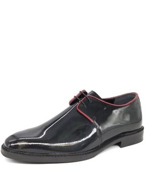 HX London Dagenham Leather Patent Lace Up Derby Shoes - Black