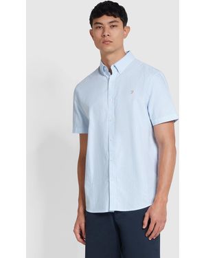 Farah Brewer Stripe Short Sleeve Shirt - Blue