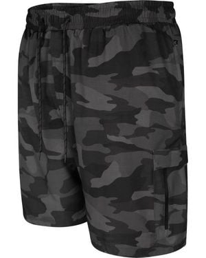 KAM Jeanswear Kam Plus Size Camo Cargo Swim Shorts - Black