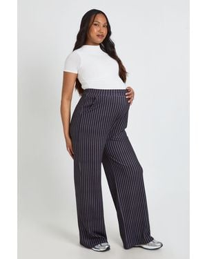 Boohoo Maternity Pinstripe Tailored Wide Leg Trouser - Blue