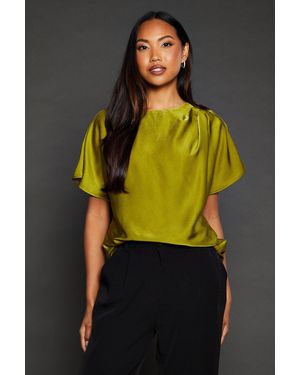 PRINCIPLES Satin Drape Shoulder T-Shirt - Yellow