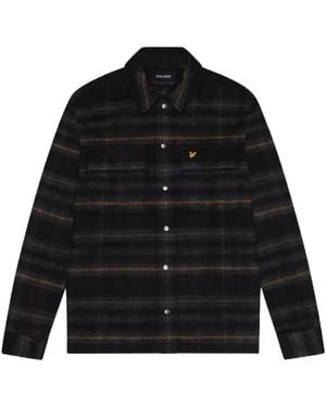 Lyle & Scott Brushed Tartan Jet Overshirt Jacket - Black