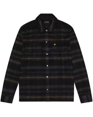 Lyle & Scott Brushed Tartan Jet Overshirt Jacket - Black