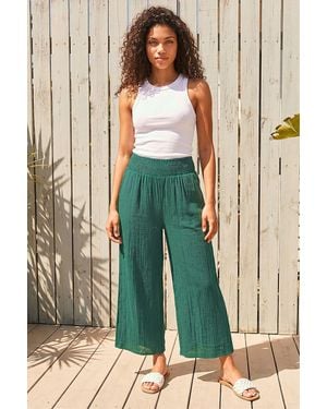 Roman Petite Shirred Waist Trouser - Green