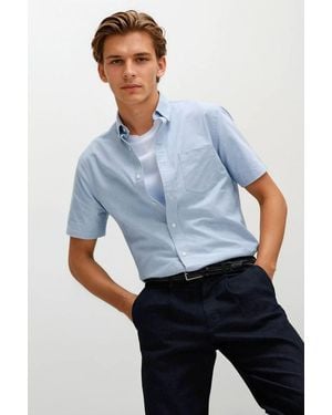 Secret Label Short Sleeve Cotton Oxford Shirt - Blue