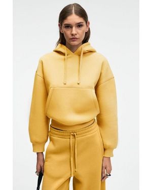 Grimelange Plain Hooded Pocket Sweatshirt - Yellow