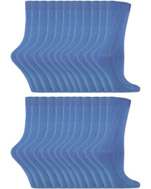 Sock Snob 24 Pairs Ladies Plain Cotton Rich Dress Socks - Blue