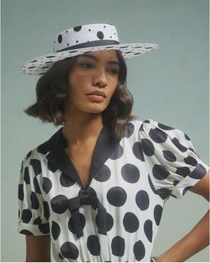 River Island Premium Sasha Polka Dot Boater Hat - Green