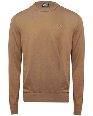 DIESEL K Freex Newprint Crew Neck Jumper - Brown