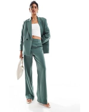 Vero Moda Tailored Herringbone Wide Leg Co-Ord Trousers - Green
