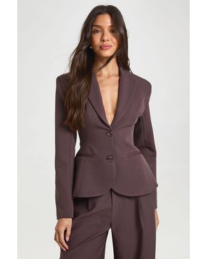 Boohoo Cinched Waist Peplum Blazer - Purple