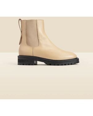 Sosandar Ecru Chunky Sole Leather Chelsea Boot - Natural