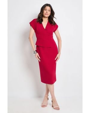 PRINCIPLES Peplum Detail Crepe Pencil Dress - Red