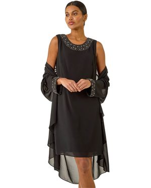 Roman Sparkle Shift Dress & Shrug - Black