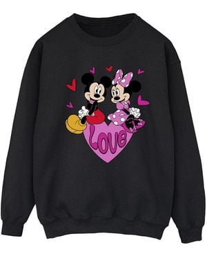 Disney Ladies Love Hearts Mickey & Minnie Mouse Sweatshirt - Blue