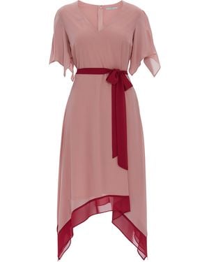 Gina Bacconi Valia Hankerchief Dress With Tie - Pink
