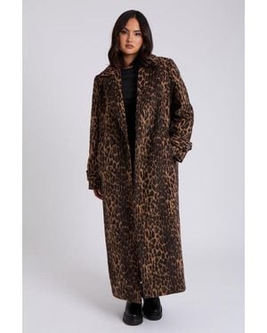 Urban Bliss Leopard Print Formal Coat - Brown