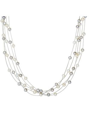 Valero Pearls Fresh Water Cultured Pearl Necklace - Metallic