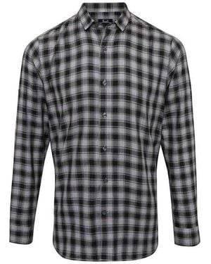PREMIER Mulligan Checked Cotton Long-Sleeved Shirt (Steel/ - Grey