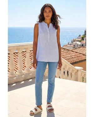 Roman Stripe V-Neck Vest Top - Purple