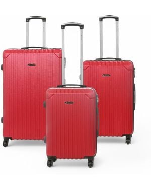 Infinity Leather Hard Shell Abs 8 Wheels Luggage Travel Cabin Suitcase - Red