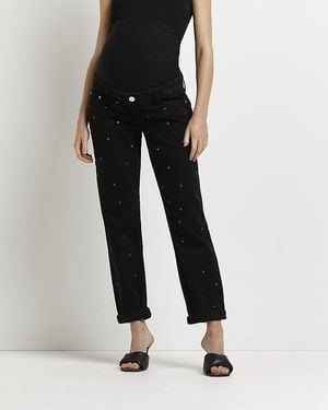 River Island Mom Jeans Mid Rise Maternity Cotton - Black