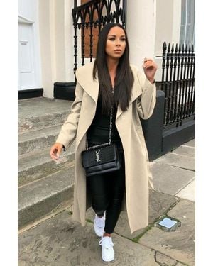 Femme Luxe Waterfall Duster Belted Long Coat - Black