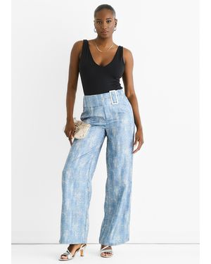 Gini London Buckle Detail Trouser - Blue
