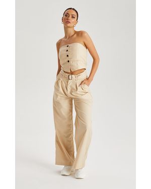 Urban Bliss Button Front Corset Top - Natural