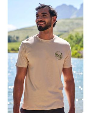 Mountain Warehouse 'Mountain Valley' T-Shirt Cotton Sun Protection Summer Casual Tee - Natural