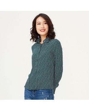 S&J Weekends Basic Recht Gesneden Shirt Met Puntprint - Blauw