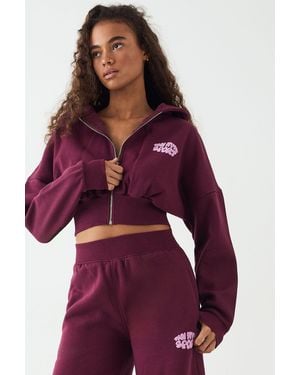 DSGN Studio Sport Bubble Print Boxy Crop Zip Through Hoodie - Red