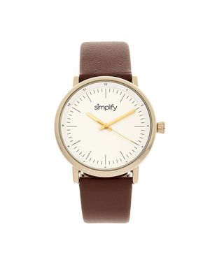 Simplify The 6200 Leather-Strap Watch - Metallic