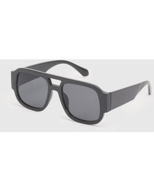 Boohoo Chunky Framed Aviator Sunglasses - Grey