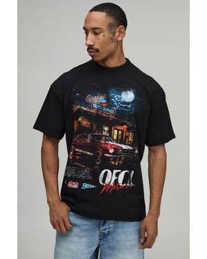 BoohooMAN Tall Oversized Ofcl Auto Graphic T-Shirt - Black