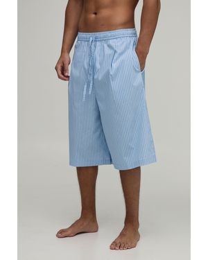 BoohooMAN Stripe Woven Lounge Jort - Blue