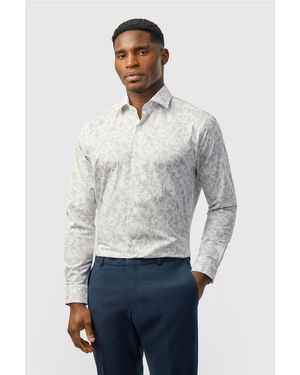 Alexandre Silver Label Long Sleeve Paisley Tailored Formal Shirt - Grey