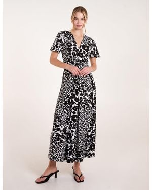Blue Vanilla Twist Front Printed Maxi Dress - White