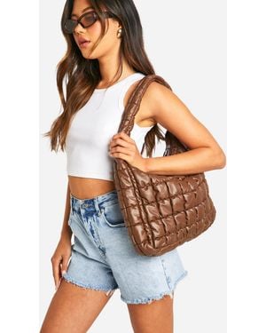 Boohoo Quilted Slouchy Tote Bag - Blue