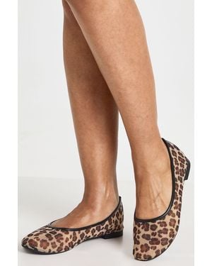 Boohoo Mesh Print Ballet Flats - Natural