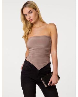 Pink Vanilla Ruched Slinky Bandeau Top - Multicolour