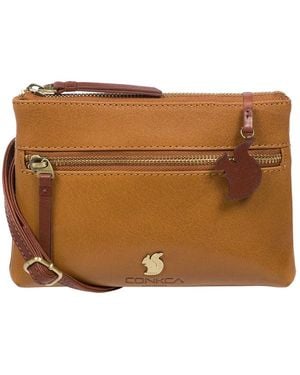Conkca 'Sweetie' Dark & Conker Leather Cross Body Bag - Brown